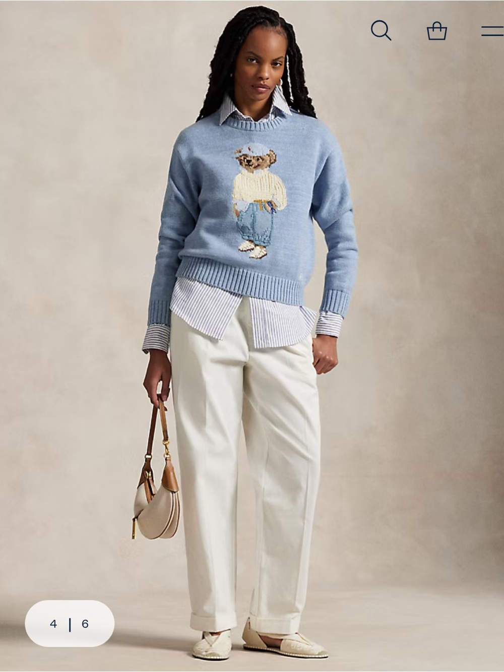 Polo by Ralph Lauren Light Blue Bear Crewneck Cotton Sweater M NWT - Picture 2 of 9